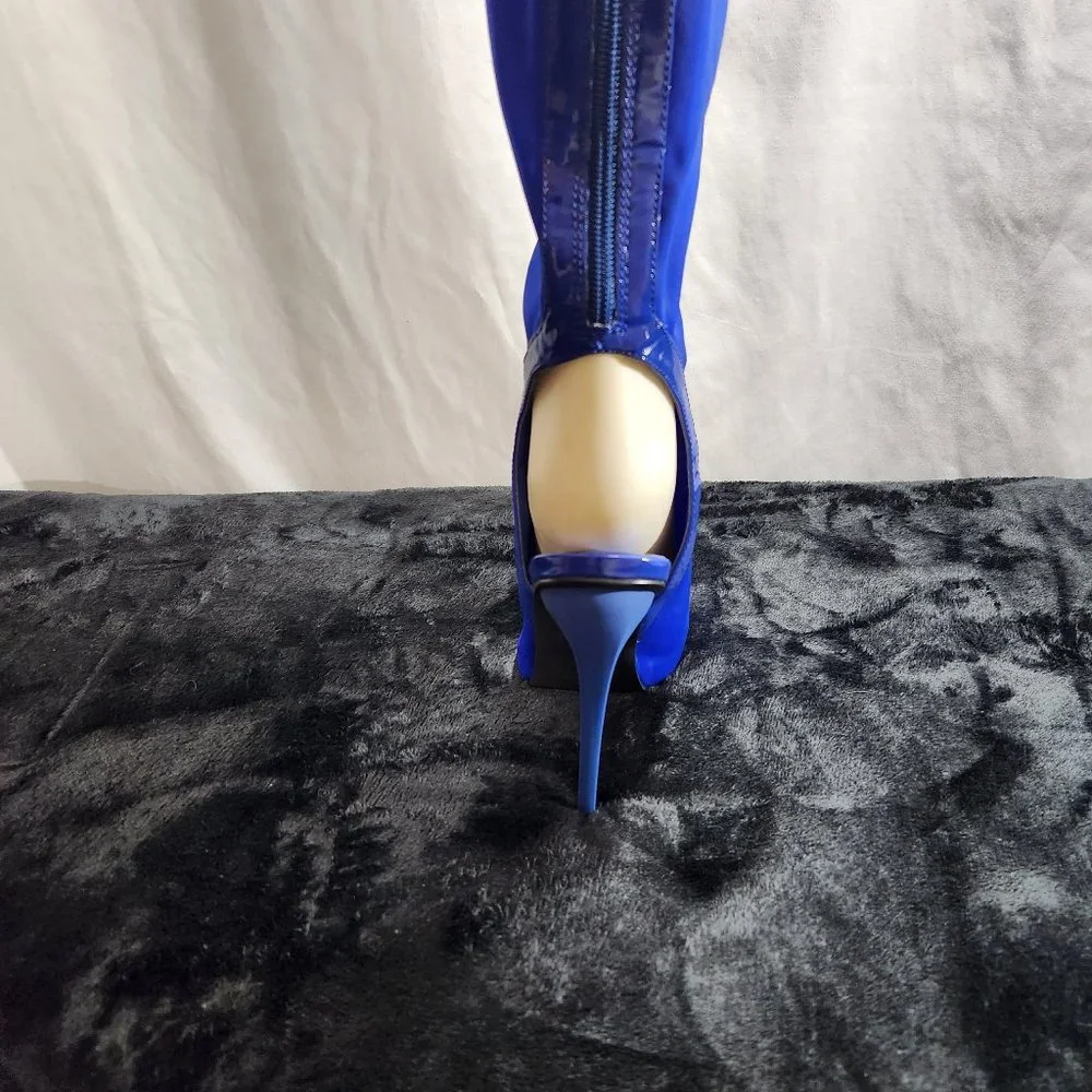 * Privileged Royal Blue Over The Knee Lycra Stretch Boots